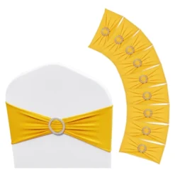 VEVOR Stretch Spandex Chair Sashes, Chair Slipcover And Stretch Chair Sash With Round Buckle, Elastic Chair Bands, (50 PCS Golden Yellow) -Vevor GUEST 5ff275cb a2d1 4c72 8e46 21077c5eccc8