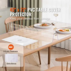 VEVOR Plastic Table Cover, 42 X 72 Inch 2.0 Mm Thick Clear Table Protector, Rectangle PVC Desk Mat, Waterproof & Easy Cleaning, Transparent -Vevor GUEST 5ff402df f51c 47af b78f 2fcb324833f4