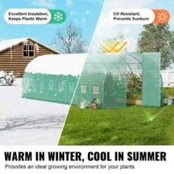 VEVOR Walk-in Tunnel Greenhouse, 27.4x9.5x7.4 Ft Hoop House Greenhouse With Galvanized Steel Frame, PE Cover, Swing Door And 16 Roll-up Windows -Vevor GUEST 60228a34 854e 4669 88ca 8fb37bd69040