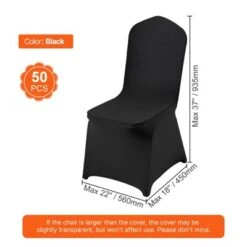 VEVOR Stretch Spandex Folding Chair Covers, Universal Fitted Arched Front Cover, Removable Washable Protective Slipcovers, (50PCS Black) -Vevor GUEST 6075a2c7 e01a 4c3b b35f 16590aa6204a