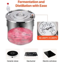 VEVOR Alcohol Still, 5 Gal / 19 L Stainless Steel Water Alcohol Distiller With Copper Coil, Home Brewing Refining Fermentation Kit, Silver -Vevor GUEST 60e6d860 171d 42f4 9cfb 4832dc01b027