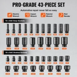 VEVOR 1/2" Drive Impact Socket Set, 43 Piece Deep & Shallow Socket Set SAE 3/8" To 1-1/2", 6 Point Cr-Mo Alloy Steel For Auto Repair, BLACK -Vevor GUEST 60e9dabf 0863 410b 9a26 c5a2c2c7dfa8