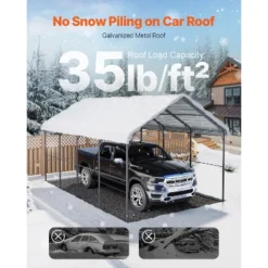 VEVOR Heavy Duty Metal Carport, 12' X 20' Outdoor Carport With Galvanized Steel Frame & Roof, Car Tent Garage Shade With Removable Sidewalls -Vevor GUEST 60f7b8d2 70b4 4f0f bc58 c44dde476742