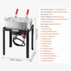 VEVOR 18 Qt Fish And Wing Fryer With Double Basket, Aluminum Propane Fish Fryer Kit, Outdoor Deep Fryer Seafood Pot With Thermometer, Silver 14 VEVOR 18 Qt Fish And Wing Fryer With Double Basket, Aluminum Propane Fish Fryer Kit, Outdoor Deep Fryer Seafood Pot With Thermometer, Silver -Vevor GUEST 61357028 5944 4e4a 9ba9 3d834292799b