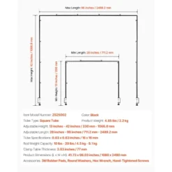 VEVOR Over The Table Rod Stand With Clamps, 13"-42" Tall & 28"-98" Length Adjustable, Metal Table Arch Stand, Tabletop Balloon Arch Frame, Black -Vevor GUEST 6198ba33 25fe 4ff6 8487 eda75d79713b