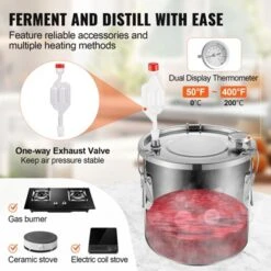 VEVOR Alcohol Still, 3 Gal / 11.4 L Stainless Steel Water Alcohol Distiller With Coil Cooling, Home Brewing Refining Fermentation Kit, Silver -Vevor GUEST 620e4cbb 0d9a 4200 bb83 05fd6db3b634