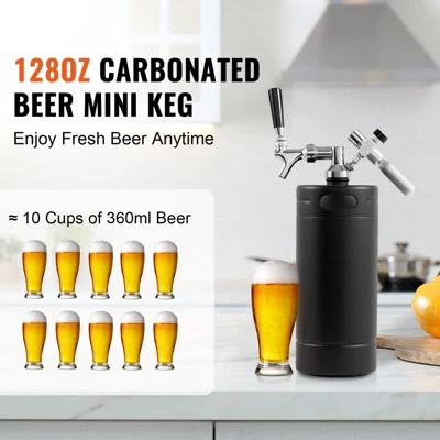 VEVOR Beer Growler Tap System, 128Oz 4L Mini Keg, 304 Stainless Steel Pressurized Beer Growler With Pressure Display, CO2 Regulator Faucet, Black 2 VEVOR Beer Growler Tap System, 128Oz 4L Mini Keg, 304 Stainless Steel Pressurized Beer Growler With Pressure Display, CO2 Regulator Faucet, Black - Image 2