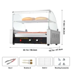 VEVOR Hot Dog Roller, 11 Rollers 30 Hot Dogs Capacity, 1650W Stainless Sausage Grill Cooker Machine With Dual Temp Control Glass Hood Acrylic Cover -Vevor GUEST 623d6803 9ce7 4a2a a795 5d68e7aacecd