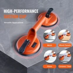 VEVOR Glass Suction Cup, 4.7" 2 Pack 330 Lbs Load Capacity, Vacuum Suction Cup With Aluminum Handle, Orange -Vevor GUEST 62a87037 3f24 4a87 99af 6f40cf27cc94