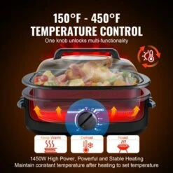 VEVOR Electric Roaster Oven, 24 QT Turkey Roaster Oven With Self-Basting Lid, 1450W Roaster Oven With Defrost & Warm Function, Adjustable Temp 11 VEVOR Electric Roaster Oven, 24 QT Turkey Roaster Oven With Self-Basting Lid, 1450W Roaster Oven With Defrost & Warm Function, Adjustable Temp -Vevor GUEST 62b7a2f3 4b8a 4245 8198 847f584cb2dd