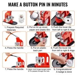 VEVOR Button Maker Machine, 75 Mm (3 Inch) Badge Punch Press Kit, Children DIY Gifts Pin Maker, Button Making Supplies, Orange -Vevor GUEST 62bab6d7 1ade 4620 bada 9a5c1690f552