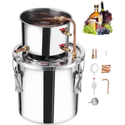VEVOR Alcohol Still, 3 Gal / 11.4 L Stainless Steel Water Alcohol Distiller With Copper Coil, Home Brewing Refining Fermentation Kit, Silver -Vevor GUEST 62c2f4f6 9f67 4922 bf22 905011cd3d25