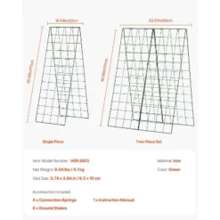 VEVOR Cucumber Trellis For Climbing Plants, 46" X 32" Foldable Cucumber Trellis Set With Plant Clips, Metal Garden Trellis For Raised Bed -Vevor GUEST 62cf9bf1 1979 4458 8611 3d5fbe2d980b