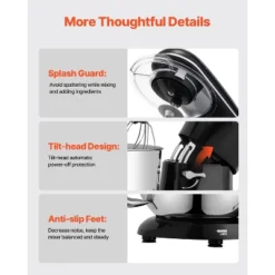 VEVOR Stand Mixer, 6 QT Dough Mixer, 660W 6 + P Speeds Tilt-head Food Mixer With Stainless Steel Bowl, Dough Hook, Wire Whip, Flat Beater, Black -Vevor GUEST 635fa581 161a 4f77 a67c 98cdd6e6cb36