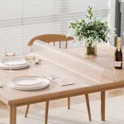 VEVOR Plastic Table Cover, 24 X 48 Inch 1.5 Mm Thick Frosted Table Protector, Rectangle PVC Desk Mat, Waterproof & Easy Cleaning, Transparent