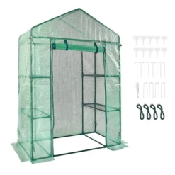 VEVOR Walk-in Green House, 4.6 X 2.4 X 6.7 Ft, Greenhouse With Shelves, High Strength PE Cover With Doors, Windows And Steel Frame,Set Up In Minutes -Vevor GUEST 63b30537 e72a 433a be12 88865e37be34