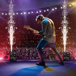 VEVOR Cold Spark Machine, 500W Output Fireworks Controller, 6.6-13ft Adjustable Height, With Advanced DMX System, Screen,Portable Handle, Black