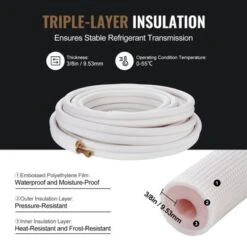 VEVOR 50FT Mini Split Line Set, 3/8" & 5/8" O.D Copper Pipes Tubing And Triple-Layer Insulation, For Mini Split Air Conditioning Refrigerant, White -Vevor GUEST 63f7ebcd 4a70 422b b1bb db0928196f50