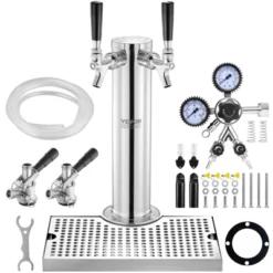 VEVOR Kegerator Tower Kit, Dual Taps Beer Conversion Kit, Stainless Steel Keg Beer Tower Dispenser With Dual Gauge CGA320 Regulator -Vevor GUEST 63fb921e 9964 4af6 a9bb dddc6d395f6c