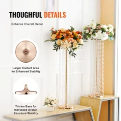 VEVOR 10PCS 35.43inchTall Crystal Wedding Flowers Stand,Luxurious Centerpieces Flower Vases Crystal Gold Vase Metal,Perfect For T-stage Wedding Party -Vevor GUEST 6445d454 c987 445c 9149 d82ca8b161a6