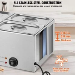 VEVOR 3-Pan Commercial Food Warmer, 17QT Electric Steam Table, 1200W Professional Countertop Stainless Steel Buffet Bain Marie -Vevor GUEST 64519388 dcba 4871 92bc 81bdd95ce996