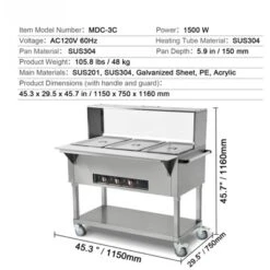 VEVOR 3-Pan Commercial Food Warmer, 3 X 20.6QT Electric Steam Table, 1500W Professional Buffet Catering Food Warmer With Acrylic Sneeze Guard -Vevor GUEST 64c4ddb0 6df4 4178 8adb 569f9e59d460