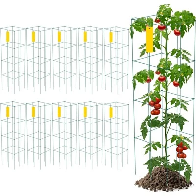 VEVOR Tomato Cages, 11.8" X 11.8" X 46.1", 10 Packs Square Plant Support Cages, Green PVC-Coated Steel Tomato Towers , Green 8 VEVOR Tomato Cages, 11.8" X 11.8" X 46.1", 10 Packs Square Plant Support Cages, Green PVC-Coated Steel Tomato Towers , Green - Image 8