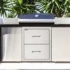 VEVOR Outdoor Kitchen Drawers 14W X 14.3H X 23D Inch, Flush Mount Double BBQ Drawers Stainless Steel With Handle, BBQ Island Drawers,Silver