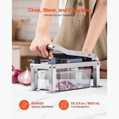 VEVOR Vegetable Chopper Mandoline Slicer, All-in-1 Food Veggie Cutter With 8 Stainless Steel Blades, Cheese Grater Onion Potato Salad Dicer, Silver 2 VEVOR Vegetable Chopper Mandoline Slicer, All-in-1 Food Veggie Cutter With 8 Stainless Steel Blades, Cheese Grater Onion Potato Salad Dicer, Silver - Image 2