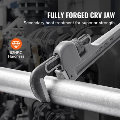 VEVOR 3-Piece Pipe Wrench Set, 10" 14" 18" Aluminum Straight Pipe Wrench, Adjustable Plumbing Wrench, With High Strength Jaw, Silver 4 VEVOR 3-Piece Pipe Wrench Set, 10" 14" 18" Aluminum Straight Pipe Wrench, Adjustable Plumbing Wrench, With High Strength Jaw, Silver - Image 4