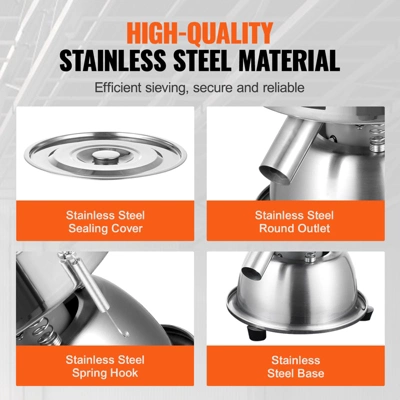 VEVOR Automatic Electric Vibrating Sieve, Stainless Steel Sifter Shaker Machine With 40+60 Mesh, 45W Automatic Powder Sifter Machine Countertop 2 VEVOR Automatic Electric Vibrating Sieve, Stainless Steel Sifter Shaker Machine With 40+60 Mesh, 45W Automatic Powder Sifter Machine Countertop - Image 2