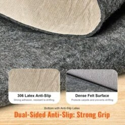 VEVOR - Slip-Resistant Rug Pad - Protective Cushioning Carpet Pad - 9' X 12' - 1/4"Thick - Dual Surface - Polyester Felt + Latex - Gray -Vevor GUEST 65e4948a 0d6b 45bb 9653 641b29b049e6