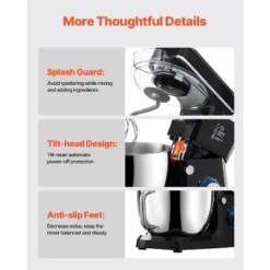 VEVOR Stand Mixer, 8.3QT Dough Mixer, 660W 6+P Speeds Tilt-head Food Mixer With Stainless Steel Bowl, Dough Hook, Wire Whip, Flat Beater, Black 13 VEVOR Stand Mixer, 8.3QT Dough Mixer, 660W 6+P Speeds Tilt-head Food Mixer With Stainless Steel Bowl, Dough Hook, Wire Whip, Flat Beater, Black -Vevor GUEST 65f2e051 b91a 41cb af40 b2e27ec4aff6
