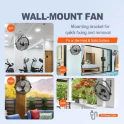 VEVOR Wall Mount Fan, 18 Inch, 3-speed High Velocity Max. 4150 CFM, Waterproof Oscillating Industrial Wall Fan, Commercial Or Residential -Vevor GUEST 666076d0 37b1 439c a3e6 71345add6c70