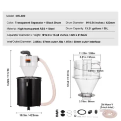 VEVOR Cyclone Dust Separator With Metal Tank, 4" Retrofit Cyclone Separator For Dust Collectors, ABS Dust Deputy With 2" Hole O.D. Connector, Black -Vevor GUEST 66791b4d f5ad 4724 a6d4 308170315485