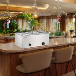 VEVOR 24QT Commercial Food Warmer, 5-Pan Electric Steam Table, 1200W Professional Countertop Stainless Steel Buffet Bain Marie With 86-185°F Temp