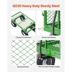 VEVOR 680 Lbs Steel Garden Cart On Wheels, Heavy Duty Garden Wagon Cart Pullable, Metal Outdoor Utility Yard Wagon Carts, Green 11 VEVOR 680 Lbs Steel Garden Cart On Wheels, Heavy Duty Garden Wagon Cart Pullable, Metal Outdoor Utility Yard Wagon Carts, Green -Vevor GUEST 66c4f1fc 4796 4dbf a85b e346a778734f