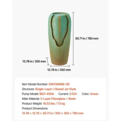 VEVOR Outdoor Water Fountain, 30.71 In Height Fountain And Waterfall, 1-Tier Floor Standing Glazed Jar Style Fountains With Light And Pump, Green 14 VEVOR Outdoor Water Fountain, 30.71 In Height Fountain And Waterfall, 1-Tier Floor Standing Glazed Jar Style Fountains With Light And Pump, Green -Vevor GUEST 671a575d b2f7 46a8 b613 fff30e1f1099