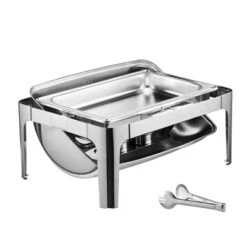 VEVOR Roll Top Chafing Dish Buffet Complete Set, 9Qt Stainless Steel Chafer With Full Size Pan, Rectangle Catering Warmer Server, Silver -Vevor GUEST 674da577 b72c 48f1 9548 2d7b1fe458f5
