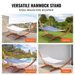 VEVOR Wooden Hammock Stand, 475 Lbs Capacity Universal 2 Person Hammock Frame Fits 9-13 Ft Hammocks, Larch Wood Arc Adjustable Stand For Hammock -Vevor GUEST 67840dda 156d 4736 9f3f db8262f34a41