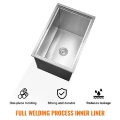 VEVOR Drop In Ice Chest, 27"L X 18"W X 21"H Stainless Steel Ice Cooler, Commercial Ice Bin With Sliding Cover, 40.9 Qt Outdoor Kitchen Ice Bar -Vevor GUEST 67ddef8e 36fa 4a86 bcd6 c449c795c675