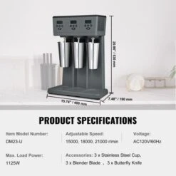 VEVOR Milkshake Maker, 375W X 3 Electric Milkshake Machine, Commercial Triple Heads Drink Mixer Blender, Intelligent Microswitch, Gray 14 VEVOR Milkshake Maker, 375W X 3 Electric Milkshake Machine, Commercial Triple Heads Drink Mixer Blender, Intelligent Microswitch, Gray -Vevor GUEST 68ed1783 4496 435b a53a f479645af954
