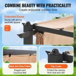 VEVOR 10'x13' Outdoor Retractable Pergola With Canopy, Aluminum Pergola With Retractable Canopy, Modern Pergola With Sun Shade Canopy, Beige -Vevor GUEST 69253afc 8d55 4d42 9b3e 38448a7f5257