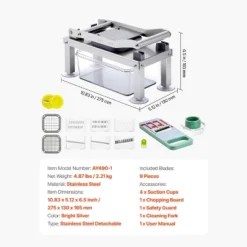 VEVOR Vegetable Chopper Mandoline Slicer, All-in-1 Food Veggie Cutter With 9 Stainless Steel Blades, Cheese Grater Onion Potato Dicer, Silver -Vevor GUEST 69890595 b064 4614 9497 c911dd49ef64