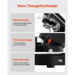 VEVOR Stand Mixer, 5.3QT + 4.4QT Two Stainless Steel Bowls, 10+P Speeds Tilt-head Food Mixer, Kitchen Mixer With Dough Hook, Wire Whip, Black -Vevor GUEST 69956b0c 1772 419c bb8f 685cf7930c0d