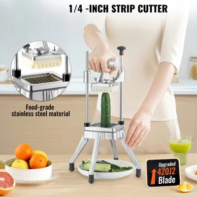 VEVOR Commercial Vegetable Fruit Chopper 1/4" Blade Heavy Duty Professional Food Dicer Kattex French Fry Cutter Onion Slicer Stainless Steel 2 VEVOR Commercial Vegetable Fruit Chopper 1/4" Blade Heavy Duty Professional Food Dicer Kattex French Fry Cutter Onion Slicer Stainless Steel - Image 2