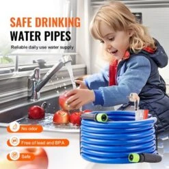 VEVOR 25ft Heated Water Hose For RV,Heated Drinking Water Hose Antifreeze To -45°F, Automatic Self-regulating, 5/8" I.D. With 3/4" GHT Adapter, Blue -Vevor GUEST 69dd2c01 b23d 4efe b852 2c9bd4f6196a