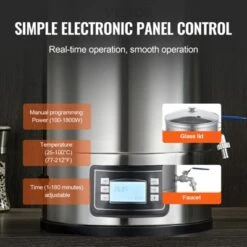 VEVOR Electric Brewing System, 8 GALLON Brewing Stock Pot, 304 Stainless Steel Brewing Supplies With Panel, Includes Glass Lid, Handle, Silver -Vevor GUEST 6a024cdc 2ea4 4474 bf6b bb3230d4380d