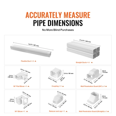 VEVOR Mini Split Line Set Cover 3-inch W 17.6Ft L, PVC Decorative Pipe Line Cover For Air Conditioner With 4 Straight Ducts, White 2 VEVOR Mini Split Line Set Cover 3-inch W 17.6Ft L, PVC Decorative Pipe Line Cover For Air Conditioner With 4 Straight Ducts, White - Image 2