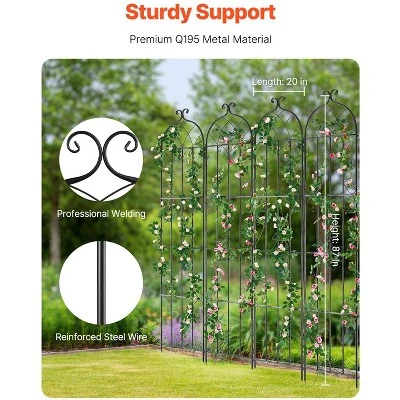 VEVOR Garden Trellis For Climbing Plants, 87 X 20 In, 4 Packs Rustproof Metal Garden Flower Trellis, Outdoor Climbing Rose Trellis Cucumbers Support 2 VEVOR Garden Trellis For Climbing Plants, 87 X 20 In, 4 Packs Rustproof Metal Garden Flower Trellis, Outdoor Climbing Rose Trellis Cucumbers Support - Image 2